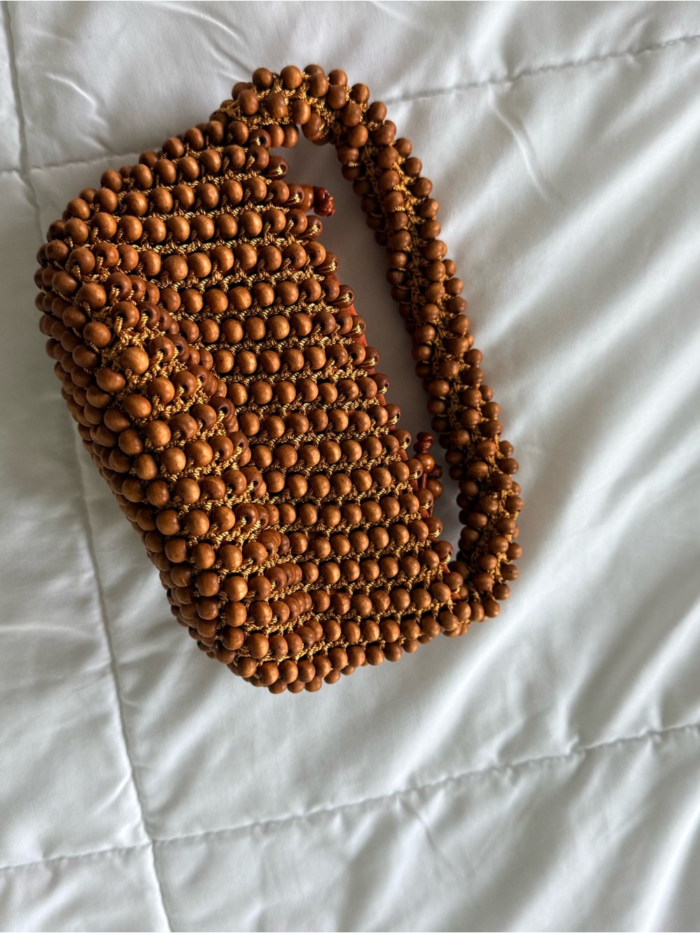 cult gaia Beaded Mini Shoulder Bag in Brown